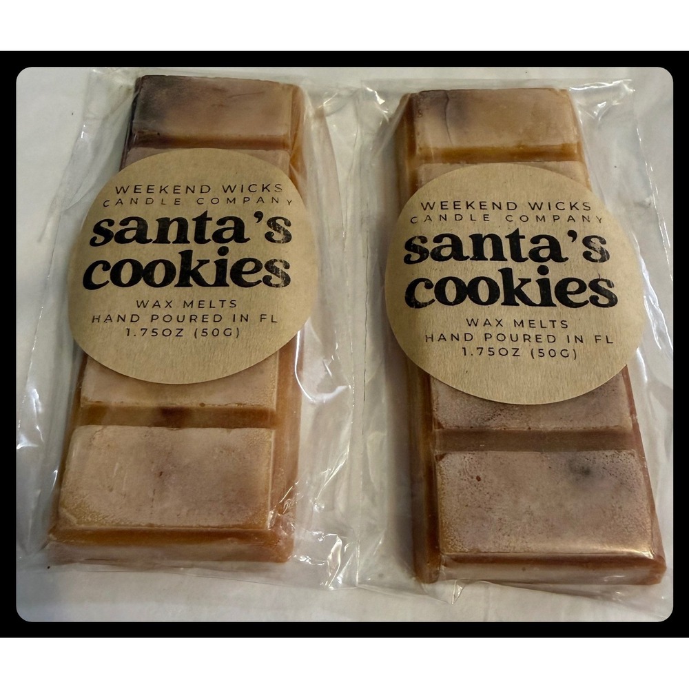 Weekend Wicks Wax Melts Santa's Cookies 1.75oz Tan Snap Bar Set Christmas